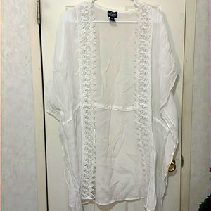 White cover-up/kimono/tunic with drawstring